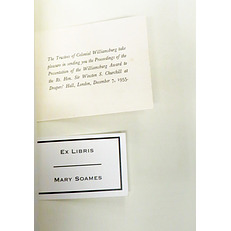 Proceedings of the Presentation of The Williamsburg Award... to The Rt. Hon. Sir Winston S. Churchill... SIGNED by Lady Mary Soames