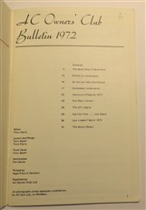 AC Owners' Club Bulletin 1972