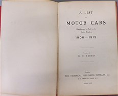 A List of Motor Cars 1906-1912