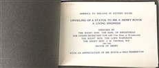 America to Ireland in Sixteen Hours. Unveiling of a Statue to Mr F. Henry Royce, a living engineer.