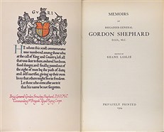 Memoirs of Gordon Shephard (Signed by Lady Shephard)