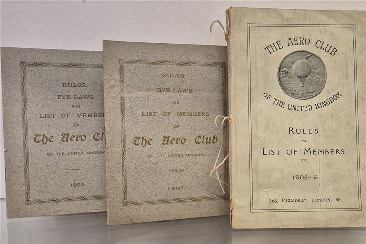 The Aero Club Rules Bye-Laws 1903, 1905 and 1908-9 Three Handbooks.