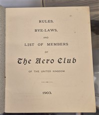 The Aero Club Rules Bye-Laws 1903, 1905 and 1908-9 Three Handbooks.