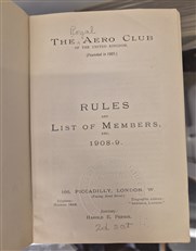 The Aero Club Rules Bye-Laws 1903, 1905 and 1908-9 Three Handbooks.