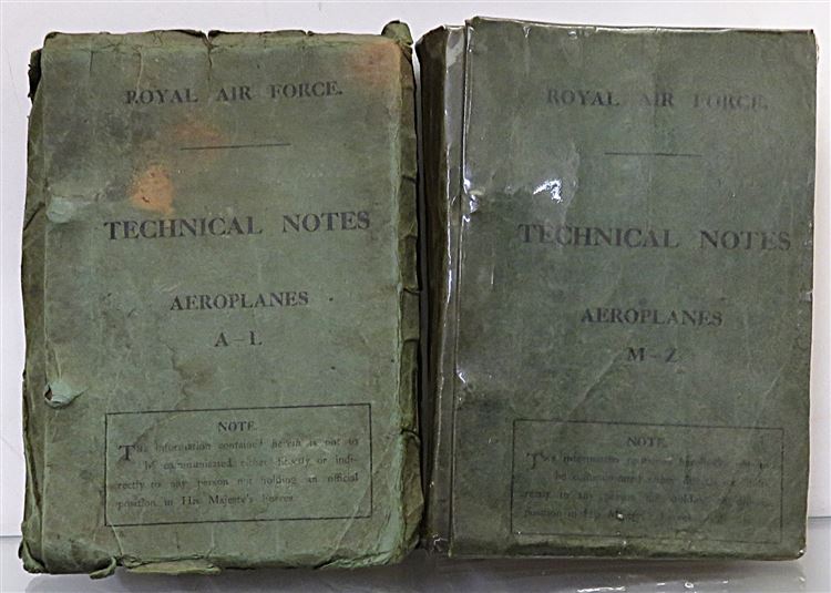 Royal Air Force Technical Notes Aeroplanes A-L & M-Z Two Volumes 