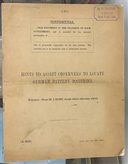 Hints to Assist Observers To Locate German Battery Positions. Reference Sheet 28, 1/40,000, except otherwise stated 