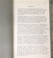 Bristol Engineering Department Quarterly Statement, Number One October 1941