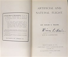 Artificial and Natural Flight (Signed by G. W. Hamel and Sir Hiram Maxim)
