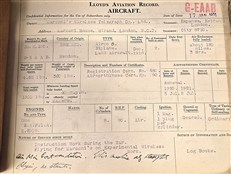 Lloyd’s Aviation Record: A Rare Pair of Early 1920s Pilot and Aircraft Registers