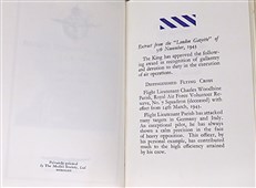 Charles Woodbine Parish D.F.C. R.A.F. (Signed by his Father)