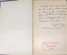 Aeronautics (Signed and Inscribed by Griffith Brewer, from the C. S. Rolls Collection)