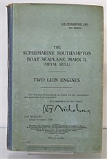 The Supermarine Southampton Boat Seaplane, Mark II. (Metal Hull) Two Lion Engines. Air Publication 1261.