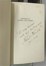 Kronfeld On Gliding And Soaring The Story Of Motorless Human Flight Signed by the Author 