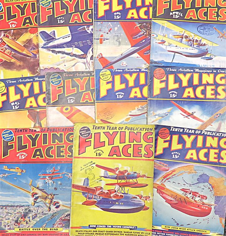Flying Aces - Near Complete Set of "Bedsheet" Format 1930s Originals